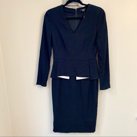 Raoul Black V Neck Long Sleeve Dress - Picture 2 of 8
